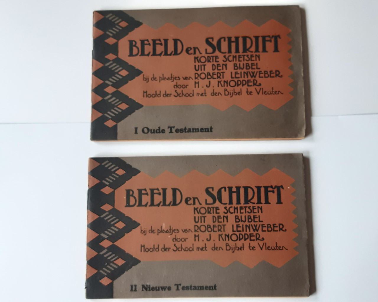 2 Zondagschoolboekjes: beeld & schrift Robert Leinweber, Knopper, Vleuten