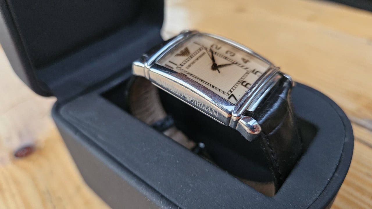 Emporio Armani Herenhorloge Rechthoek - Leer