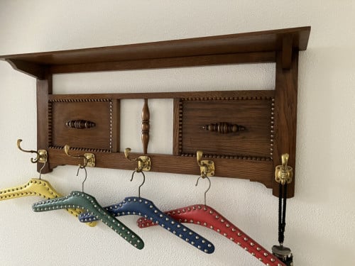 Vintage kapstok met echt koperen haken