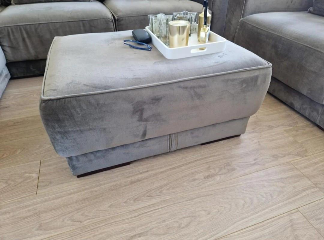 Grote hoekbank met fauteuil en poef - Taupe