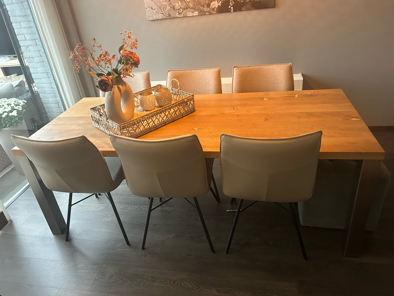 Eet en salontafel eiken