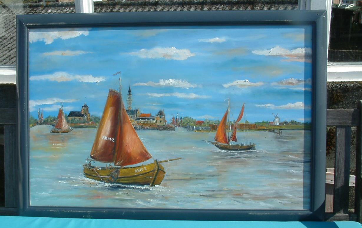Schilderij  120 x 60  cm   Veere met de Arm 2  Hengst    visserij