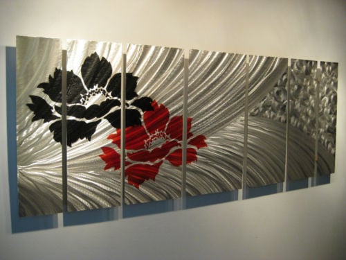 " Metal 2 Flowers "  prachtig Aluminium 7 luik Metal Art