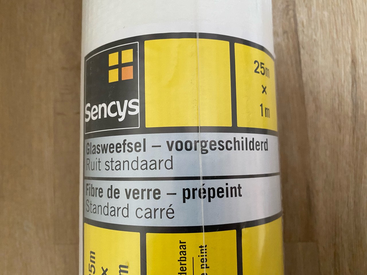 Nieuwe rol Sencys Glasweefselbehang voorgeschilderd
