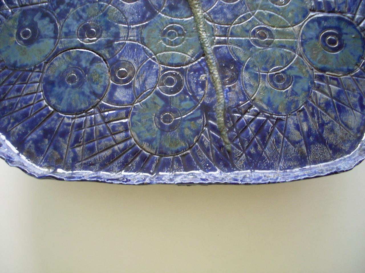 Vintage handgemakt keramiek sierbord met slang