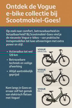 Scootmobiel-Goes nu ook dealer van Vogue fietsen (woensdag in de winkel)