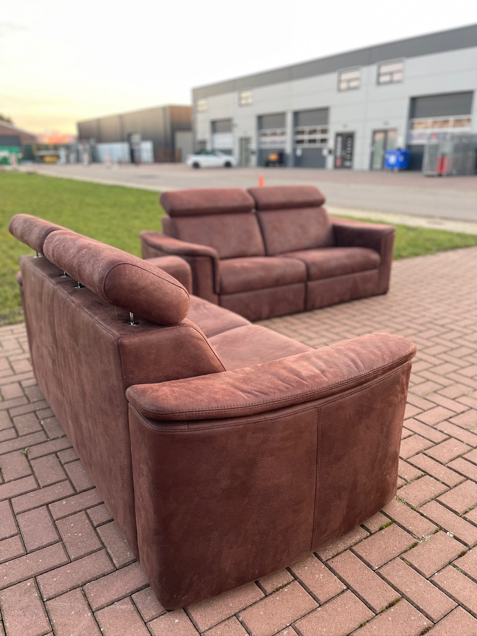 GRATIS LEVERING HEEL NL 3 + 2.5-zits Stof Suede Relax Bankstel