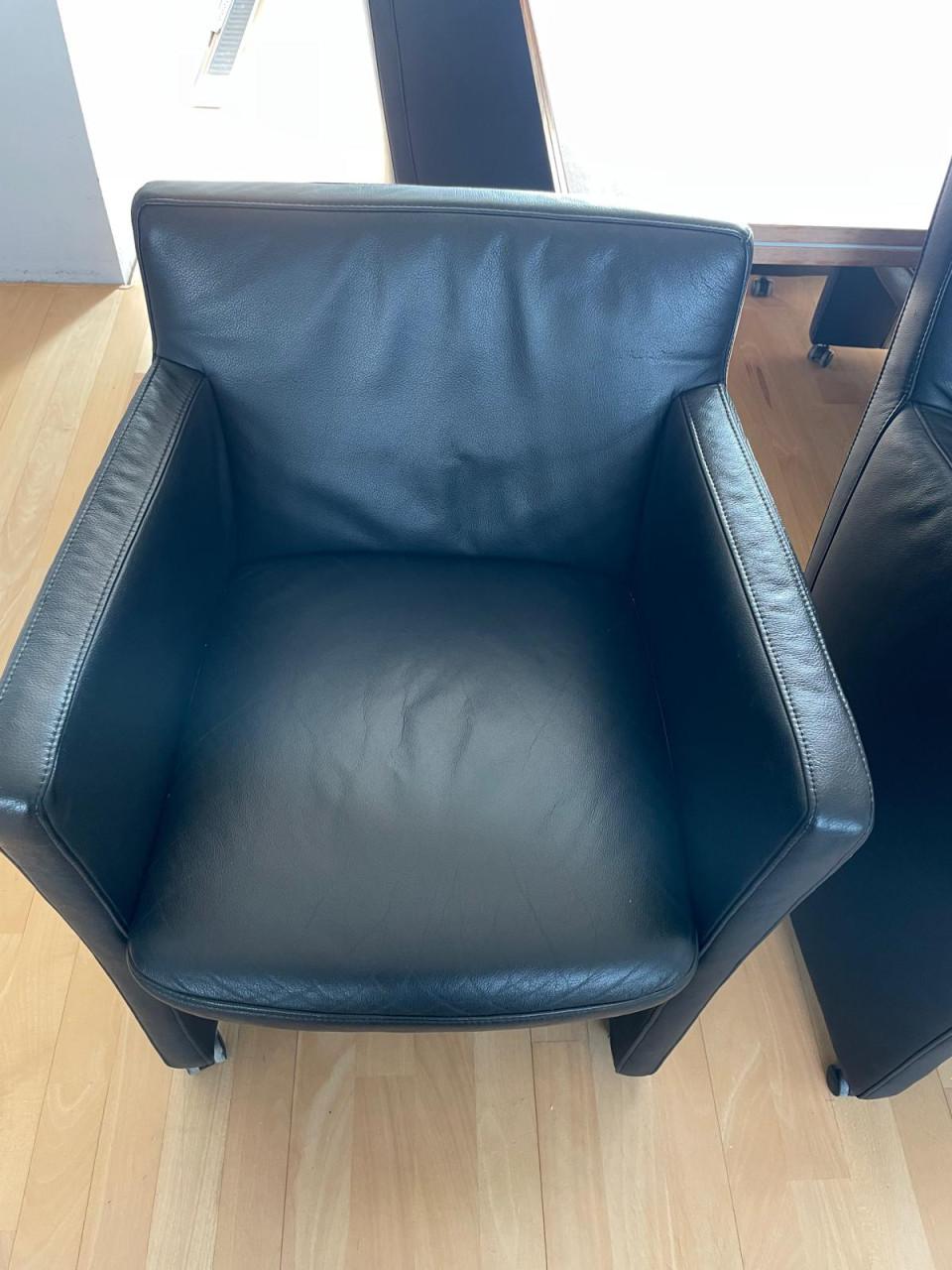 6 lederen eetkamerstoelen