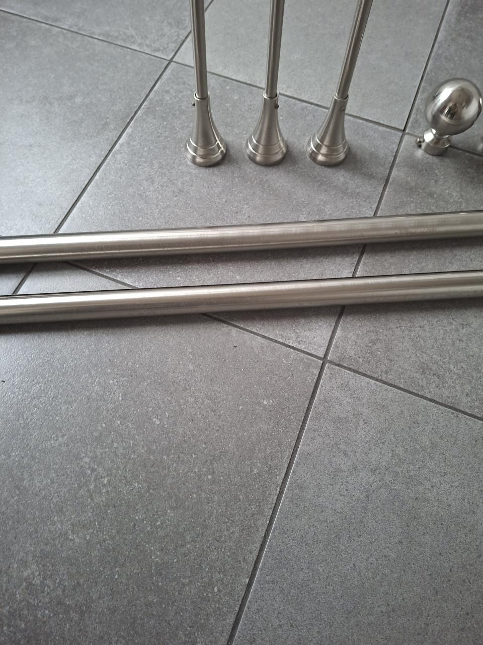 Rvs gordijn roede met eind bollen en verlengstuk