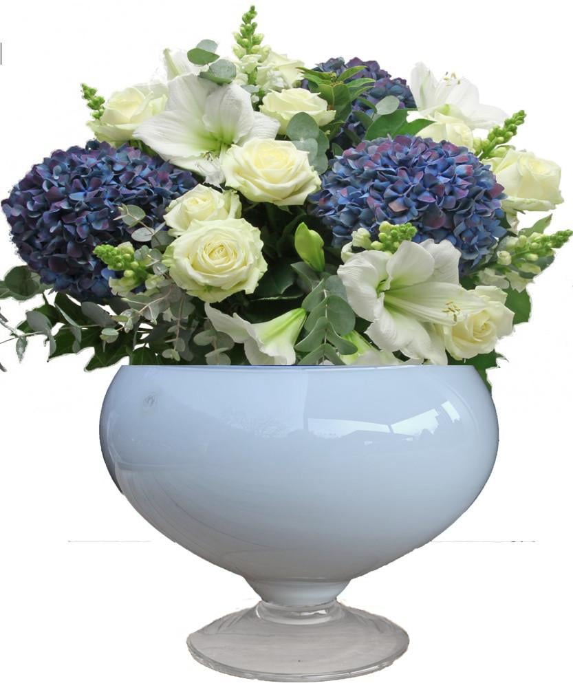 Grote Arti Cristal Vetro, (planten)pot op voet, lichtblauw