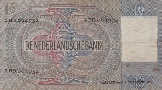 Biljet 10 Gulden 1941 Meisje met Druiven  Bieden
