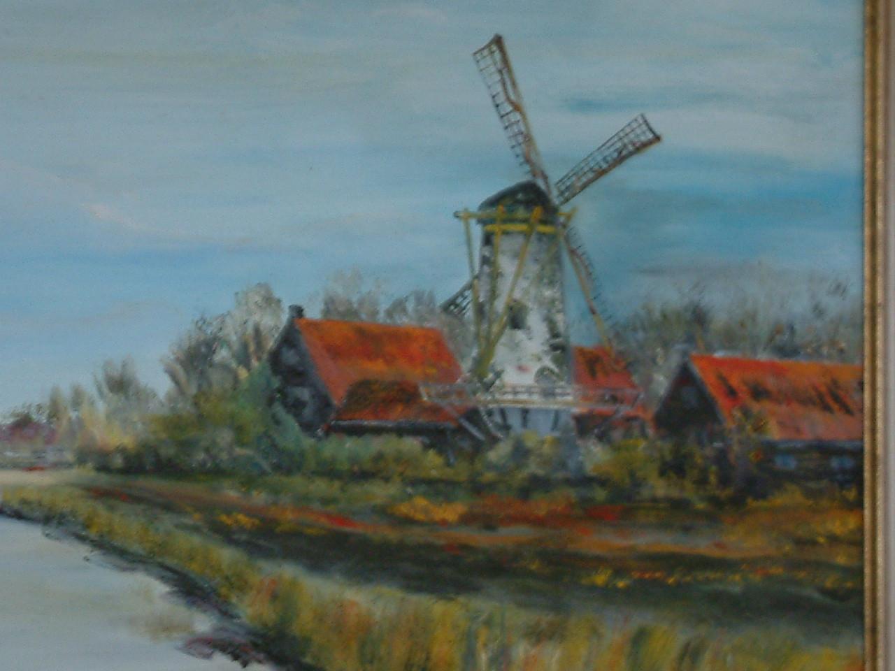 Molen met watergang Noord Beveland  60 x  80 cm