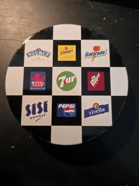 Vintage damspel in een blikje, Vrumona Nieuw  Ø 10.5 cm