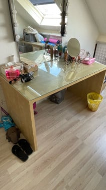 Bureau met glasplaat ophalen 140x75x76 (bxhxd)