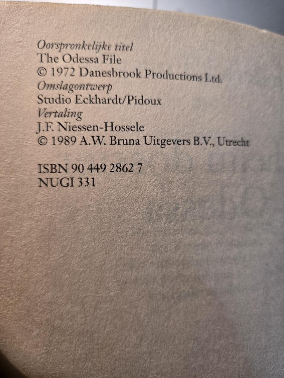 Spionagethriller "Geheim dossier Odessa" 1989