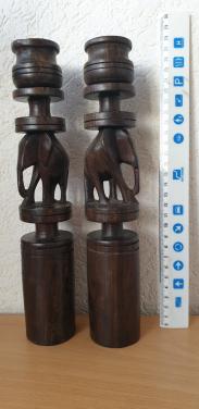 Houten kandelaars - olifanten