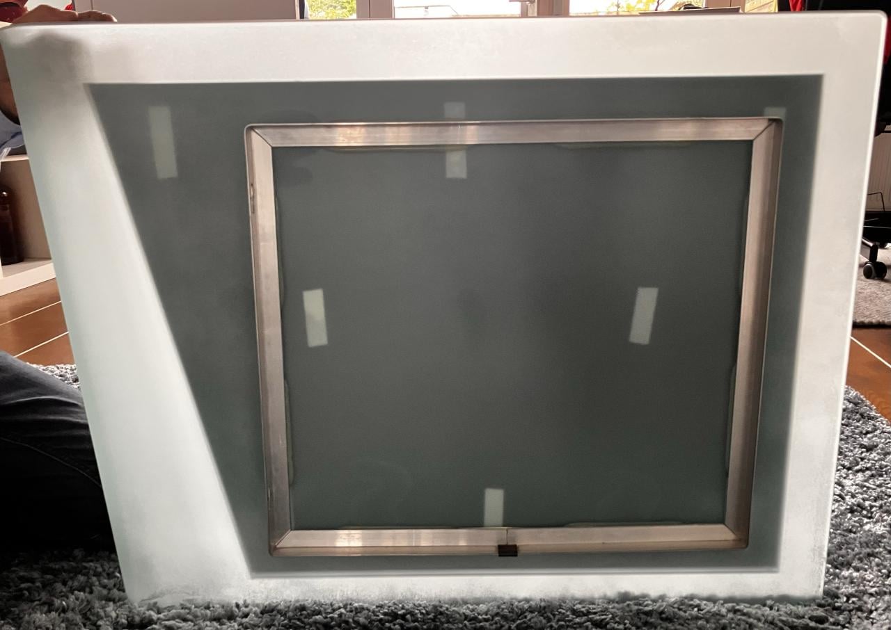 Luxe rechthoekige wandspiegel met matglazen rand / facetrand