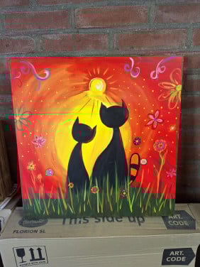 Canvas met poezen