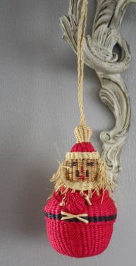 Rieten kerstman hanger