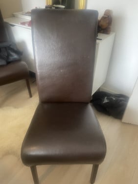 6 echt lederen bruine eetkamerstoelen