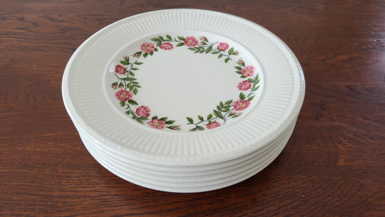 Set v 6 Wedgwood Rosalind gebaksbordjes 18 cm - NIEUW