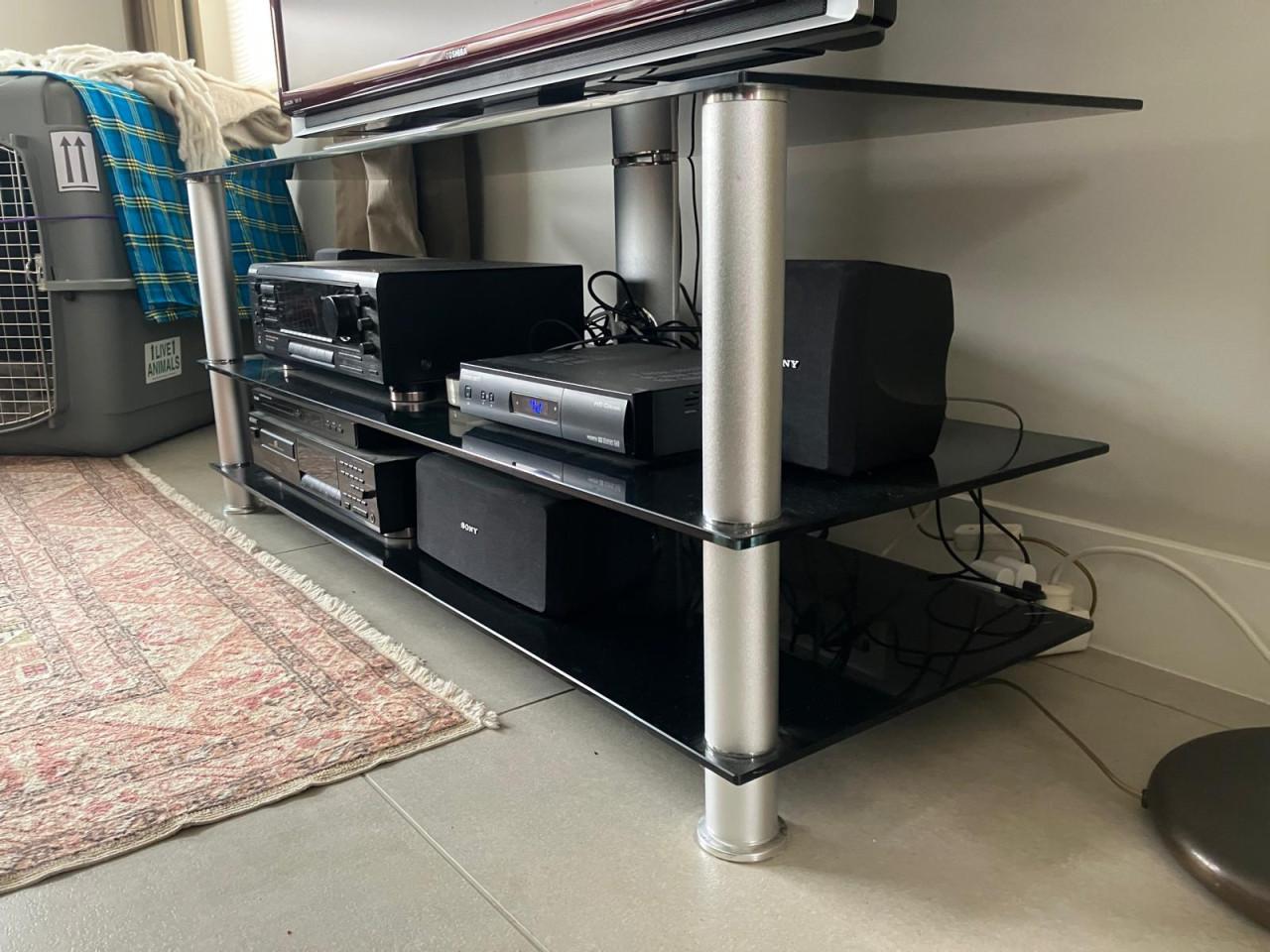 TV meubel, zwart glas