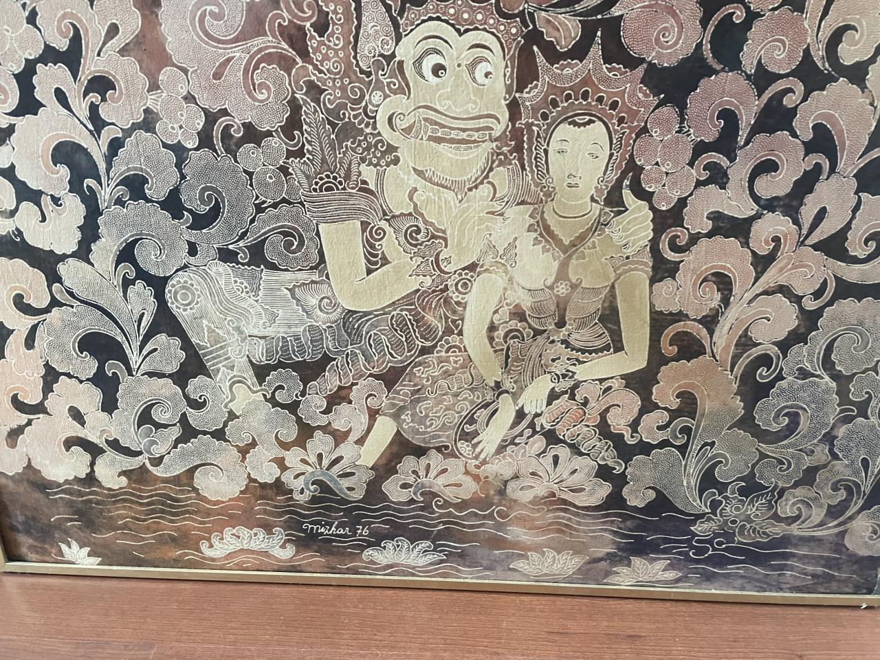 77x92cm Batik schilderij in lijst Ramayana Indonesië Java