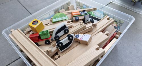Houten treinen set