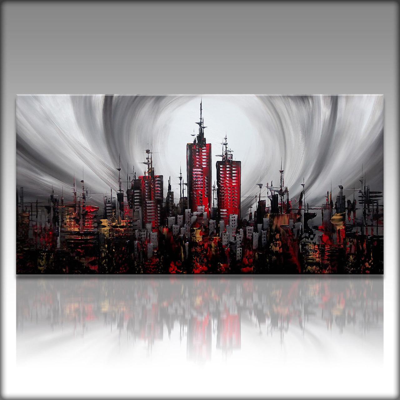 " City at Night " Acrylschilderij van Gia Hung