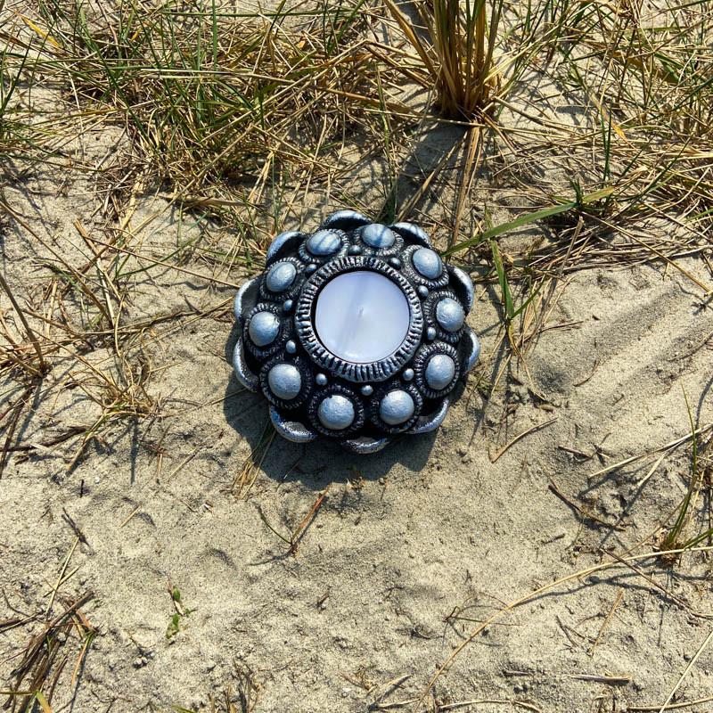 AAN-bieding - waxine houder Zeeuwse knop kleur zwart - zilver