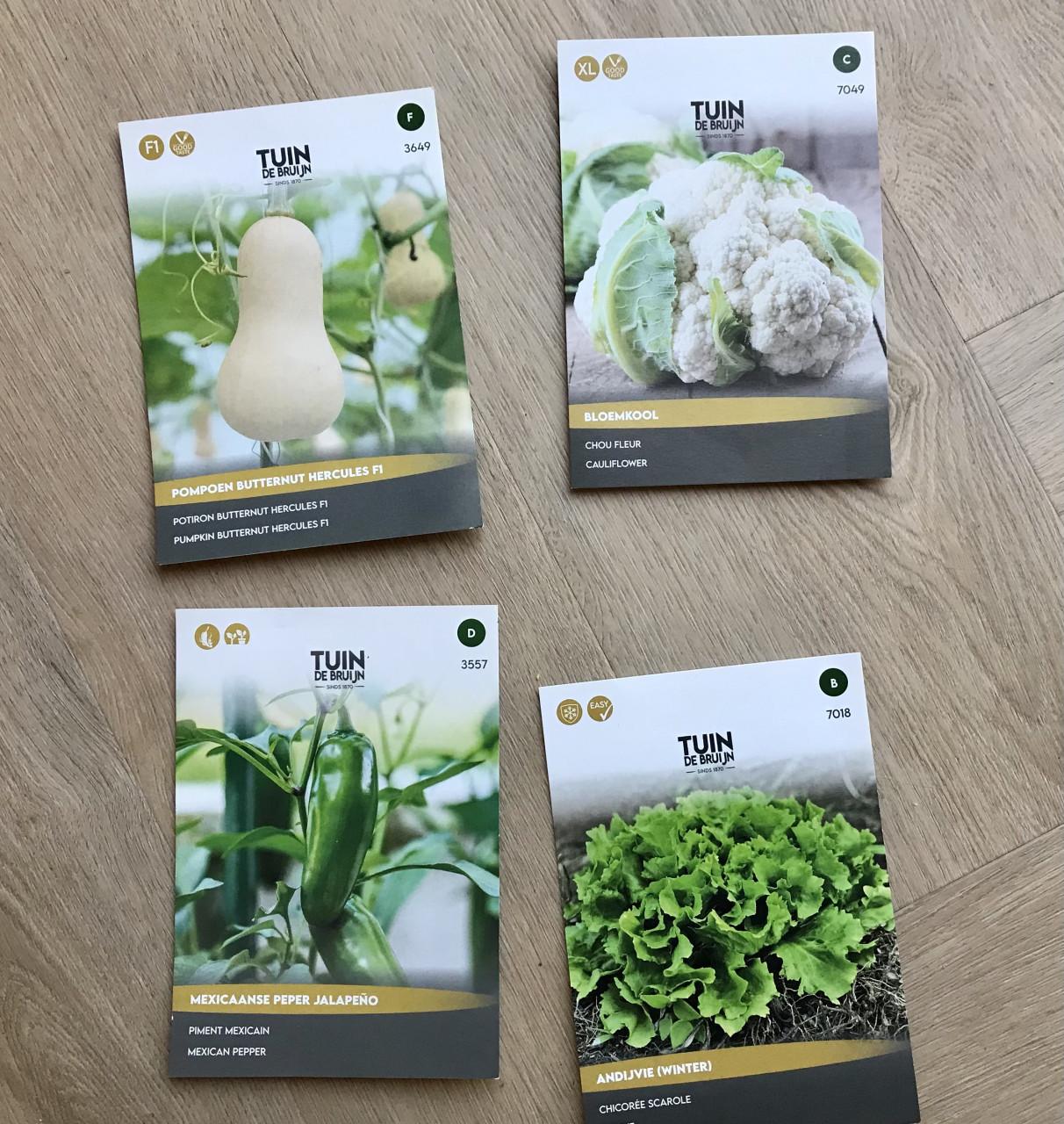 Diverse zakjes biologische zaden moestuin nieuw