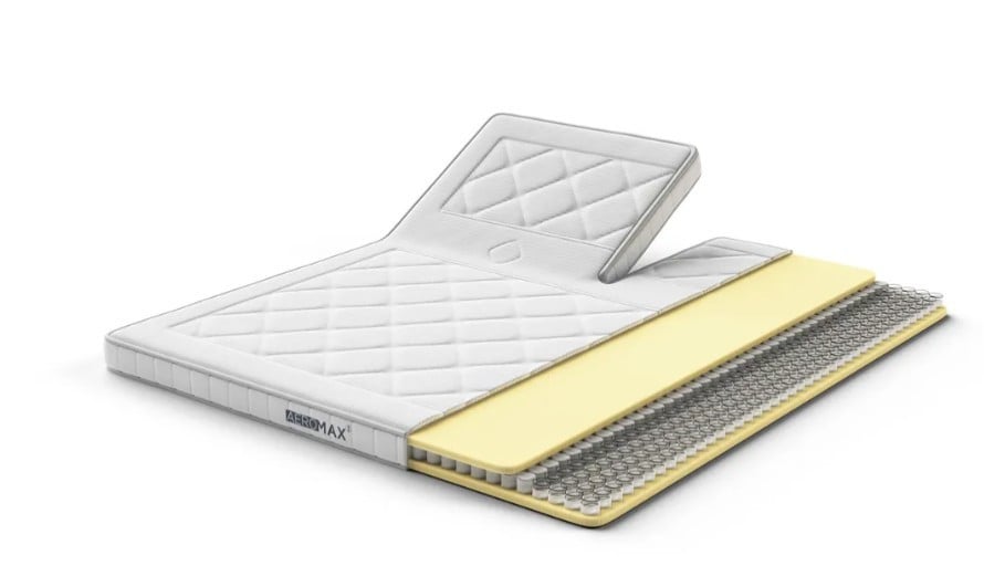 Topmatras met split, Aeromat Nature 180*220cm incl nieuwe hoeslakens