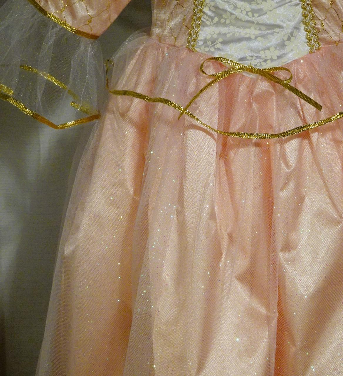 Nieuw ! Maat 128-134 Lange Zalmroze Barbie Prinsessenjurken + Kroon