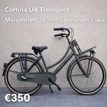 Cortina U4 Transport Meisjesfiets – 26 inch – Legergroen – 3 versnellingen