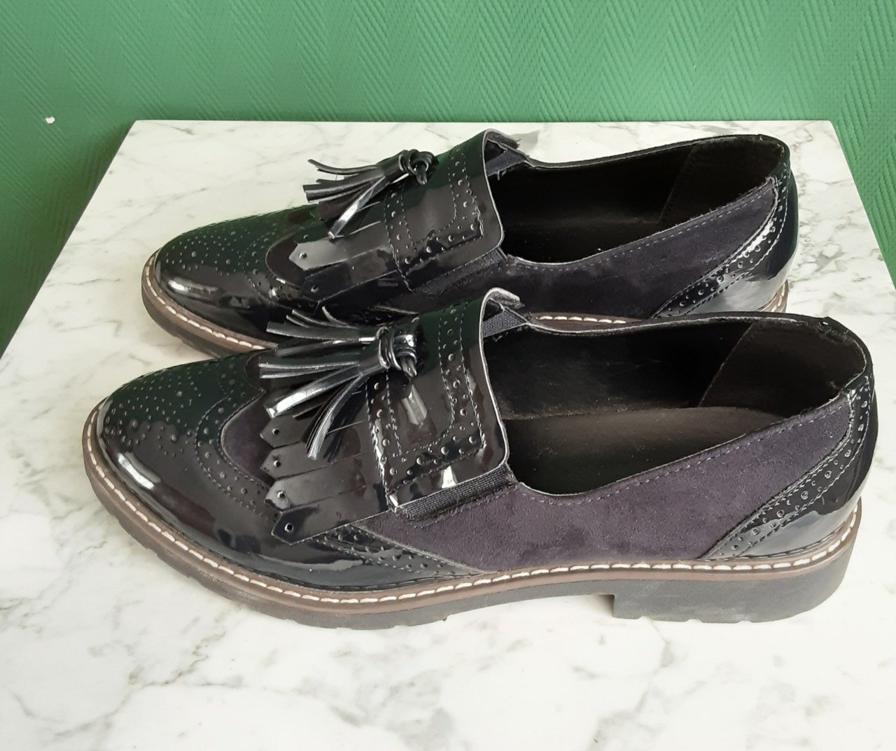 Blauwe  Graceland  dames schoenen ( moccasins) met kwastje op bovenkant 40