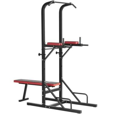 Tectake krachtstation met Fitnessbank + set Halterschijven