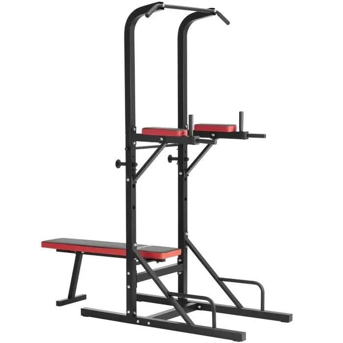 Tectake krachtstation met Fitnessbank + set Halterschijven