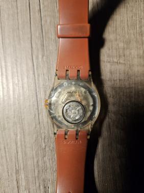 Vintage Swatch jelly Polshorloge met Leren Bandje
