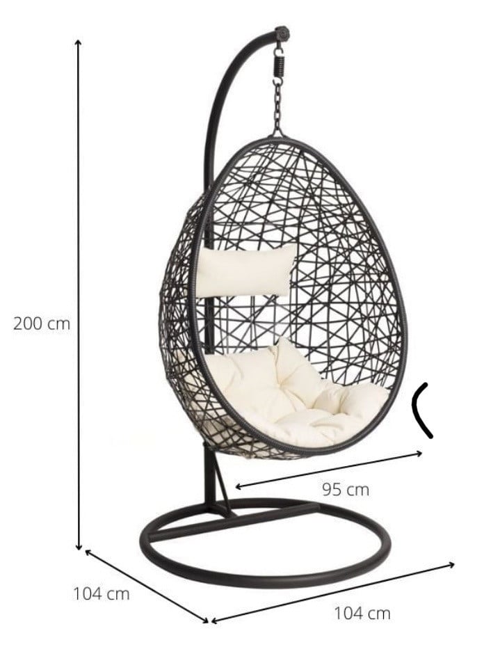 Hangstoel (egg stoel) swing met standaard - zwart - ø104x200