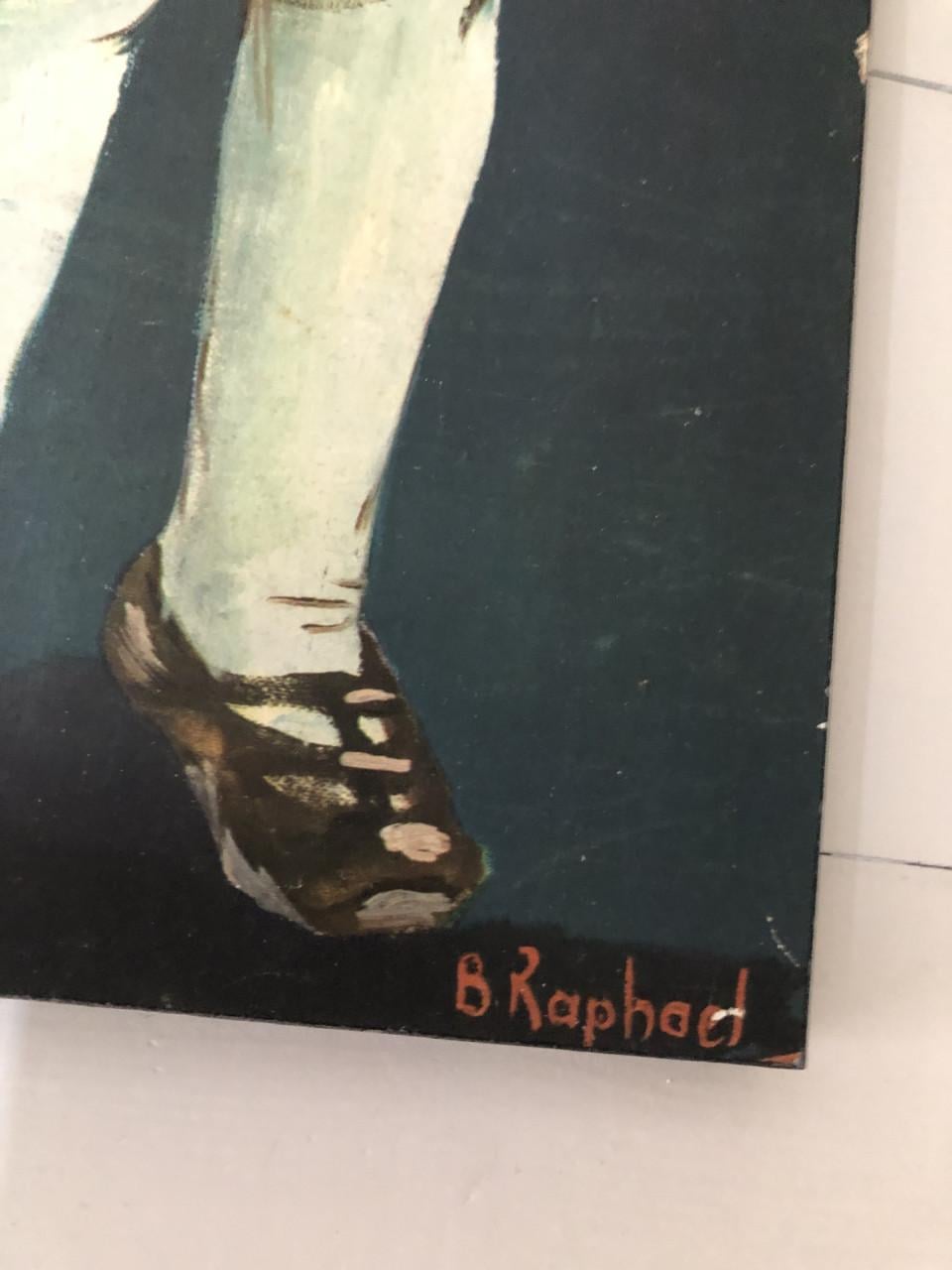 Leuke vintage prent op hout van B. Raphael .