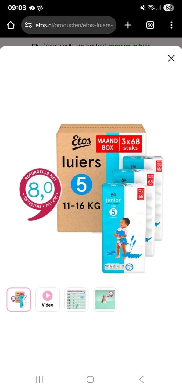Luiers etos maandpack maat 5