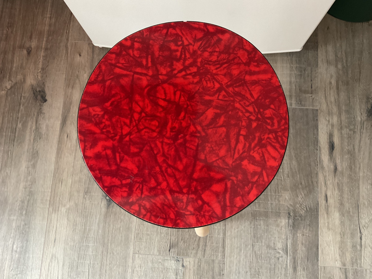 Formica rode kruk met bies vintage