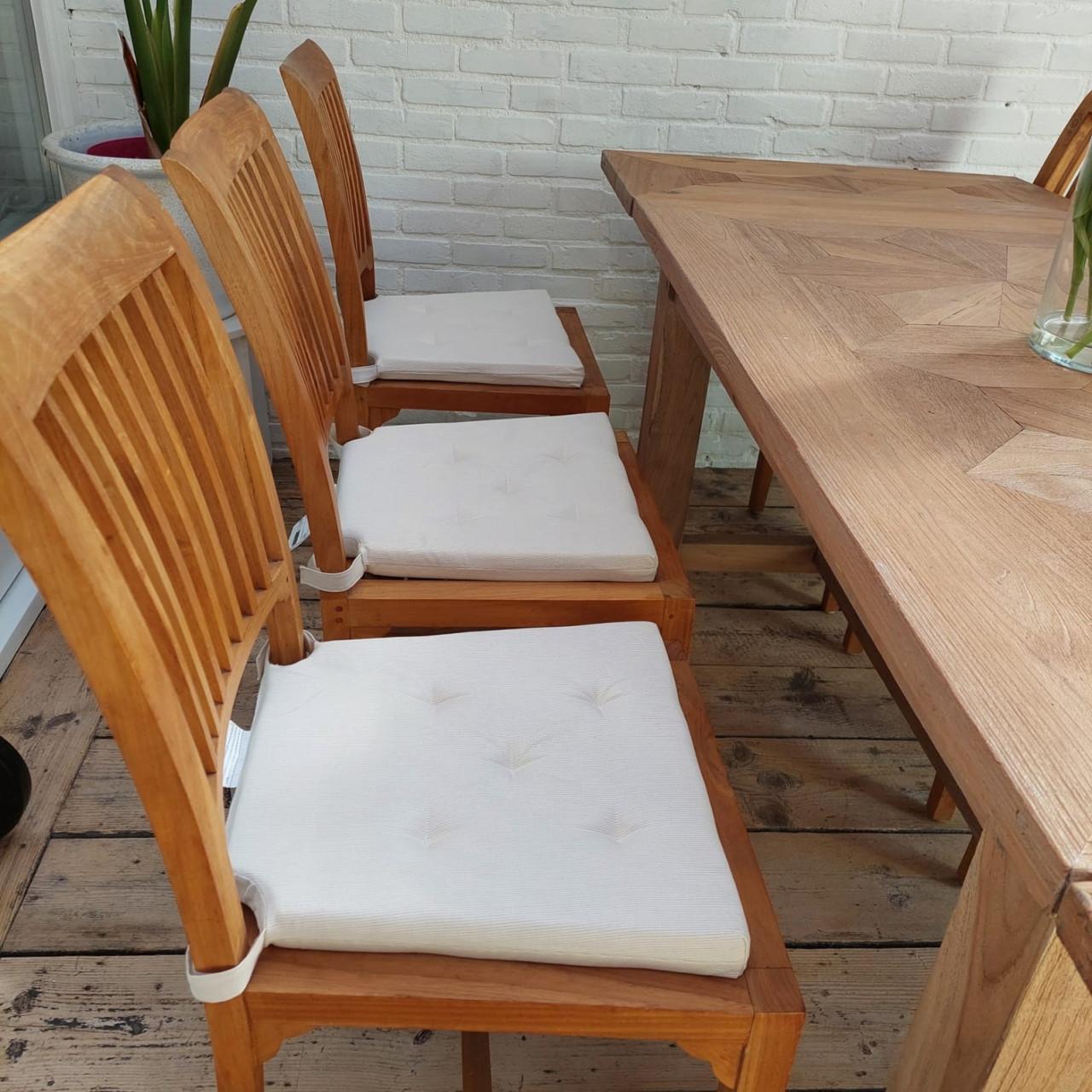 Zes teakhouten stoelen eetkamer,tuin