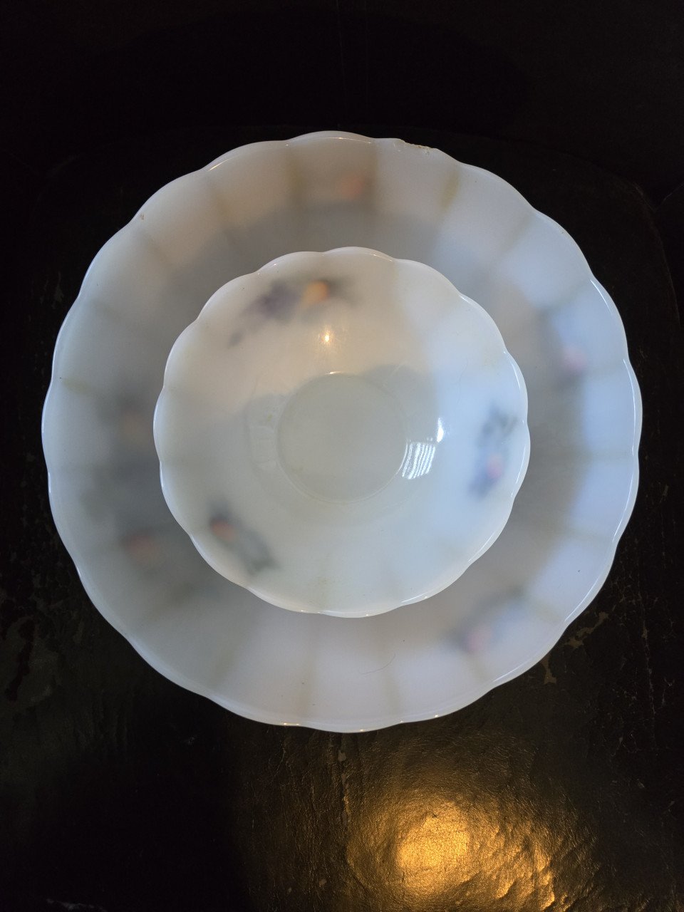 Vintage Arcopal "Fruits de France" schalen. 23 + 15.5 cm