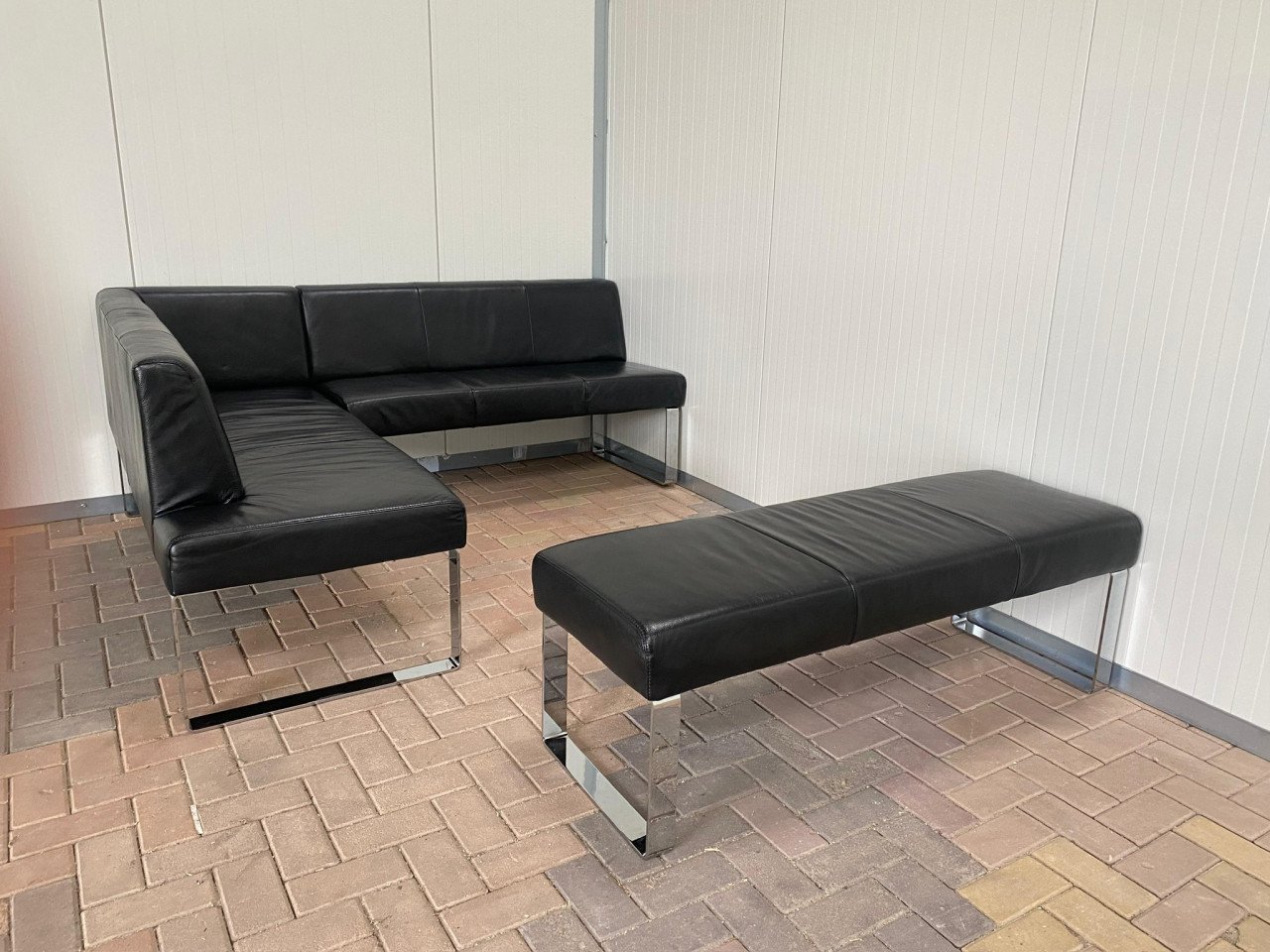 GRATIS LEVERING HEEL NL Echt Leer Eet Hoekbank met Hocker