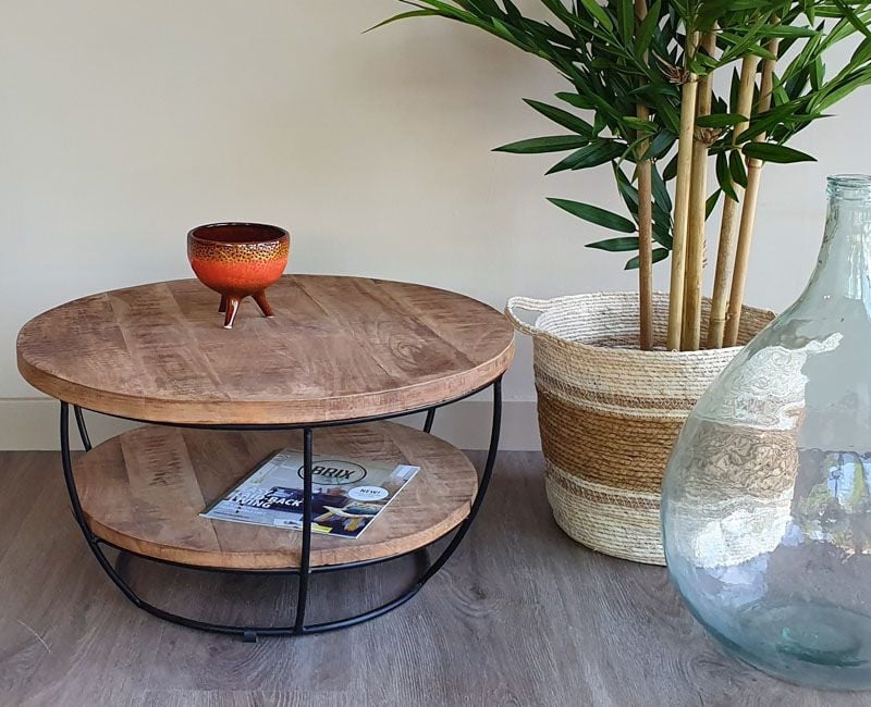 RONDE SALONTAFEL MET ONDERBOORD