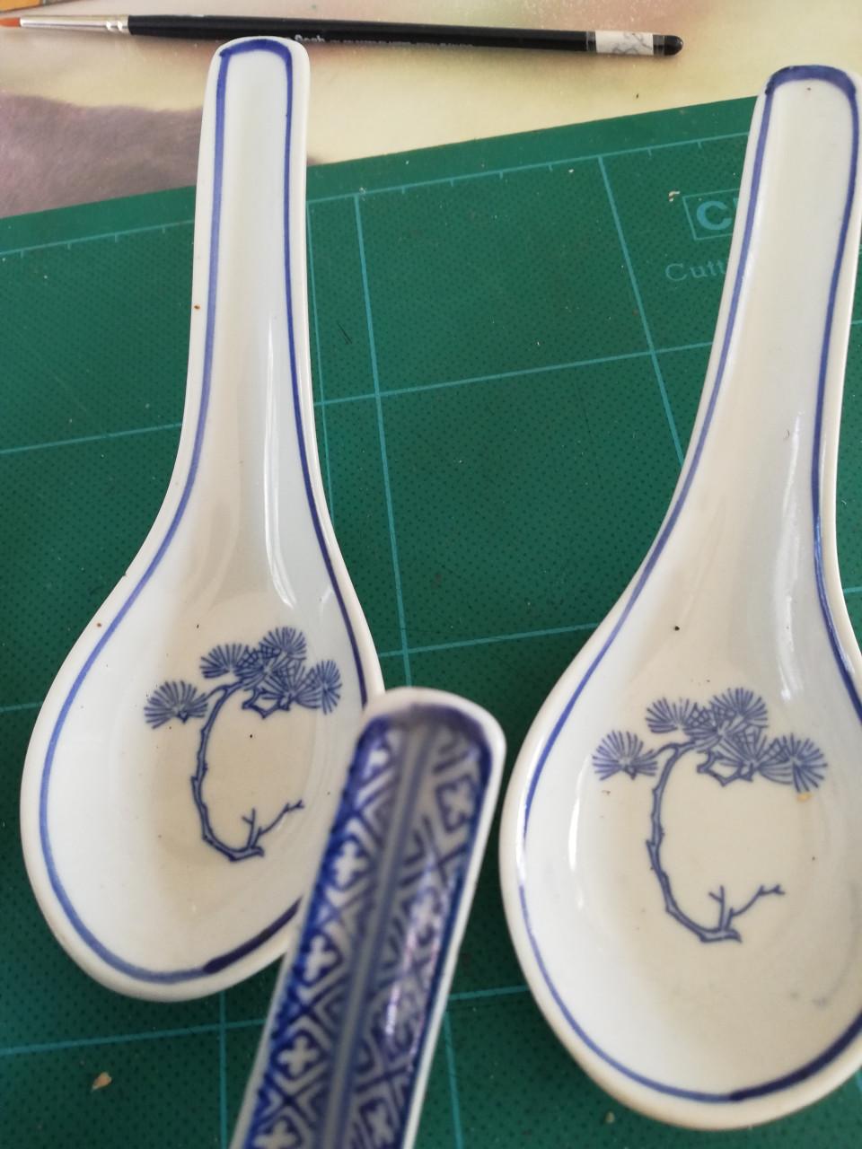 Chinese lepel soeplepel, porselein