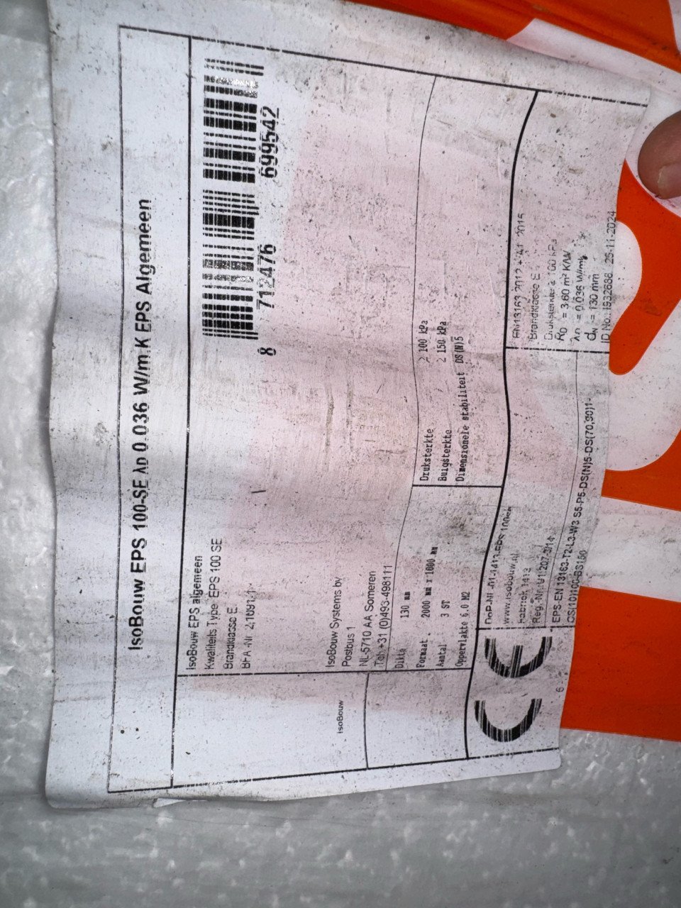Isolatie EPS 100 SE 130 mm dikte