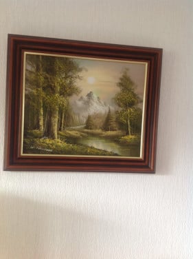 Mooi olieverfschilderij Troodos gebergte Cyprus in mooie lijst