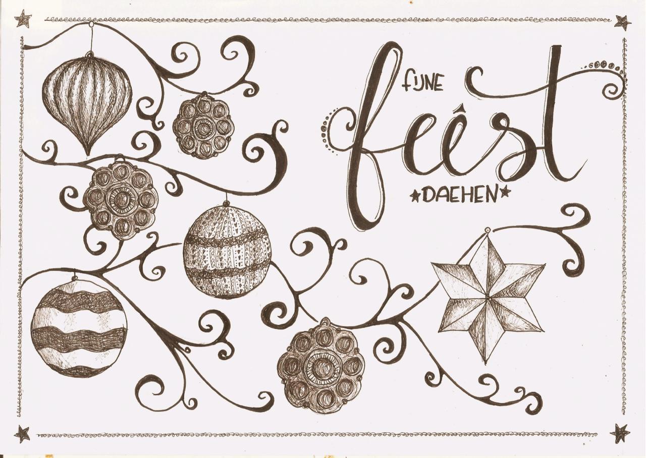 Unieke handgeteknde kerstkaarten